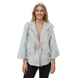 G.I.L.I Women's Gray Lightweight Front Tie Jacket Large